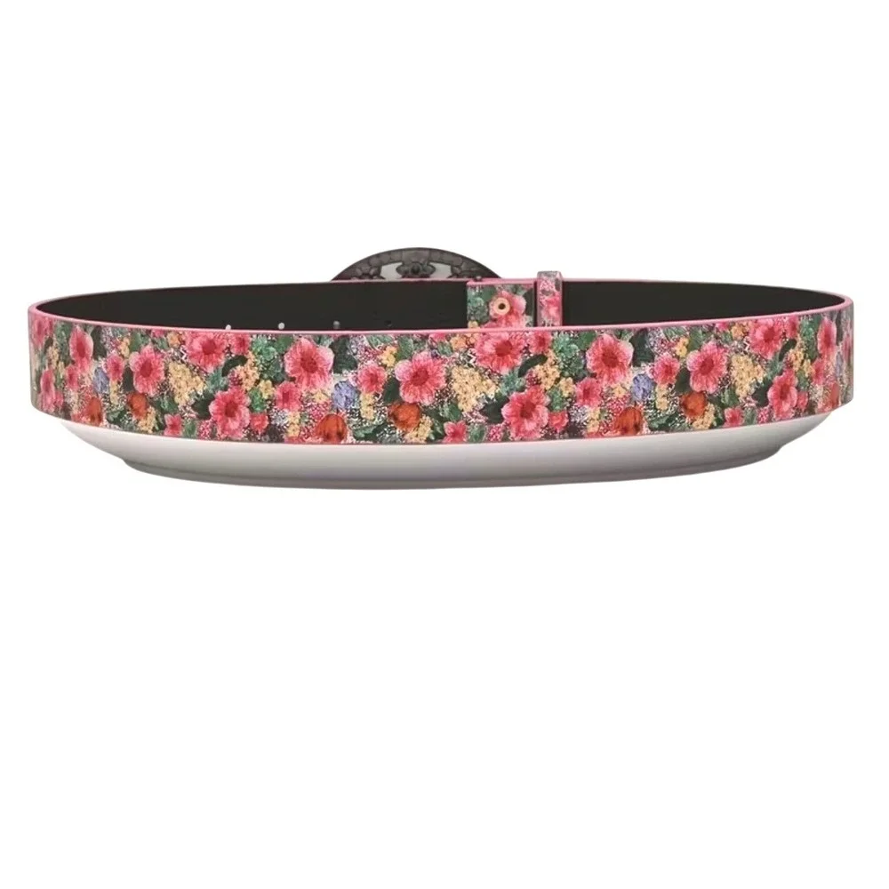 Vintage Style Floral Belt S Metallic Accent Jeweled Buckle Romantic Cottage Boho